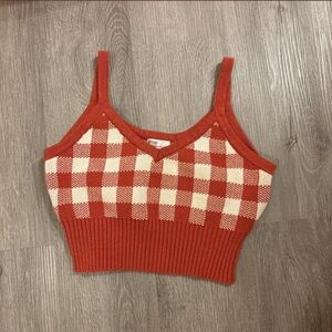 Gingham Knit Cropped Camisole